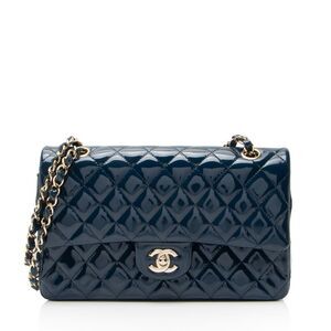 Chanel Patent Leather Classic Medium Double Flap Bag